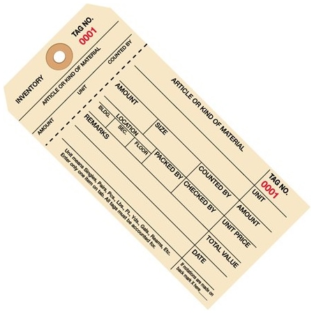 Bsc Preferred 6 1/4 x 3 1/8'' - 1000-1999 Inventory Tags 1 Part Stub Style #8, 1000PK BUY00016011